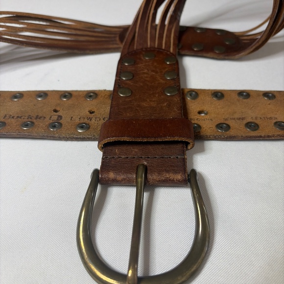 Buckle, Boho Brown Leather and Antique Brass Belt size 34 main image 7